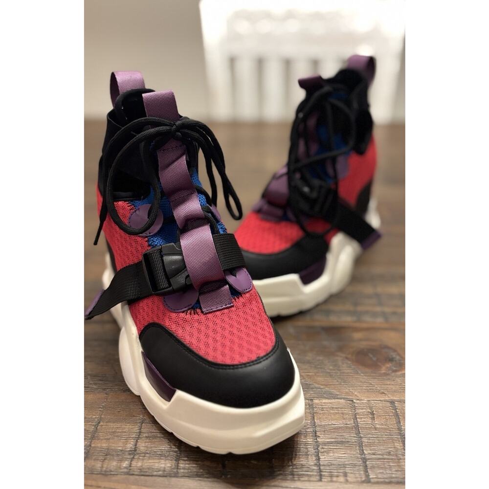Anthony Wang Level Up High Top Platform Wedge Sneaker Mulberry 02 Size 7 - Picture 7 of 9